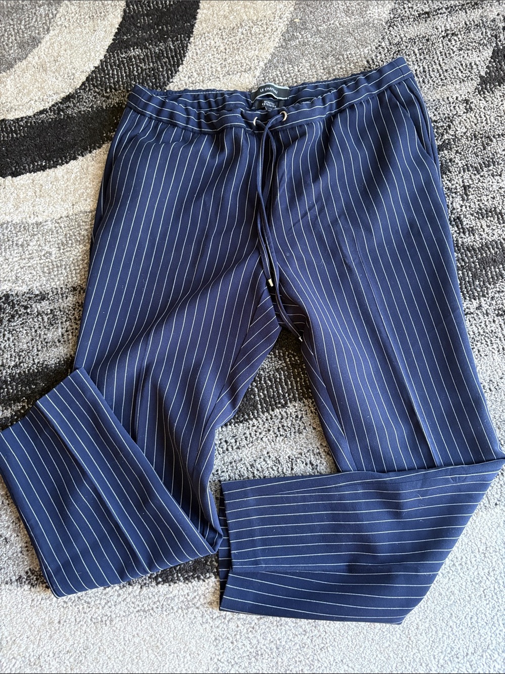Le Chateau Navy Pinstripe Drawstring Pants Size S